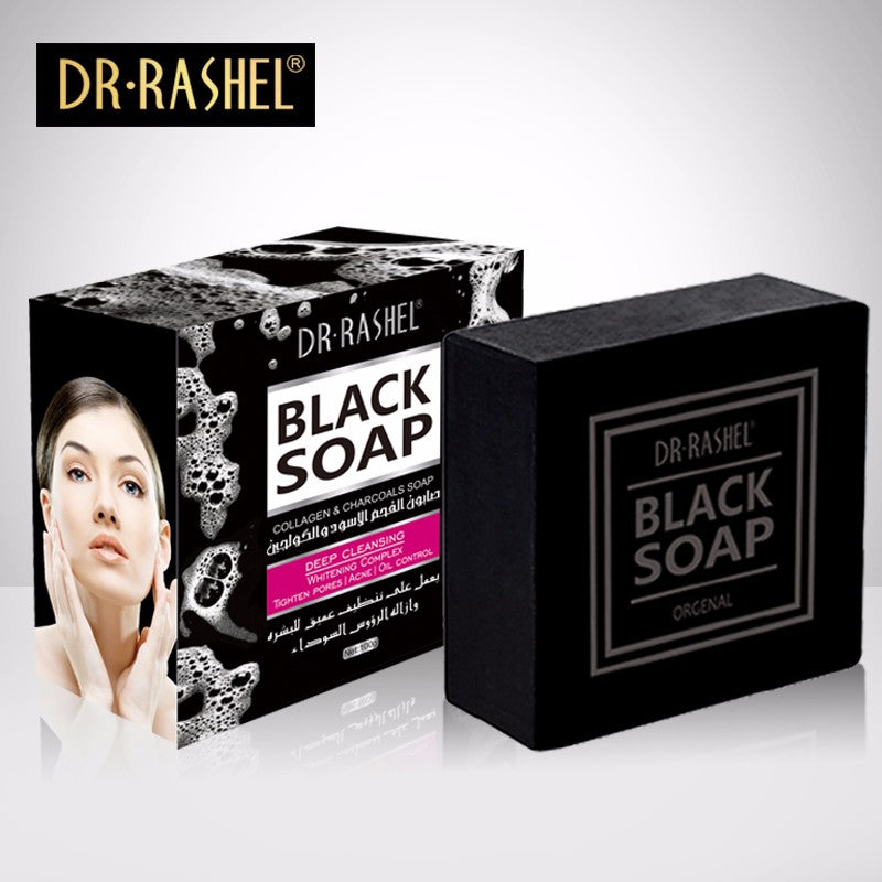 Dr. Rashel Deep Cleansing Bamboo Charcoal Face Black Soap Oil Control Acne Tighten Pure Whitening Soap 100g