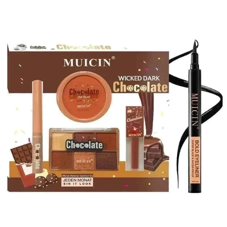 4 In 1 Wicked Chocolate Makeup Kit + Matte Black Bold Eyeliner