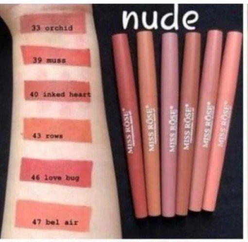 Miss Rose 2 In 1 Lip Liner + Lipstick(Pack Of 6) Nude.