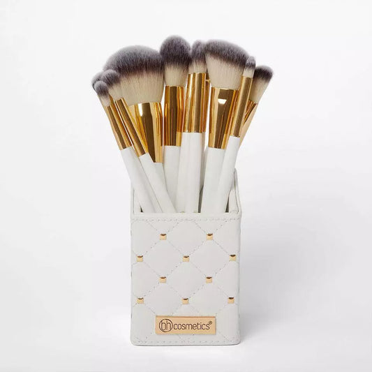 BH Cosmetics -  White Studded Elegance 12 Piece Brush Set with a Brush Stand