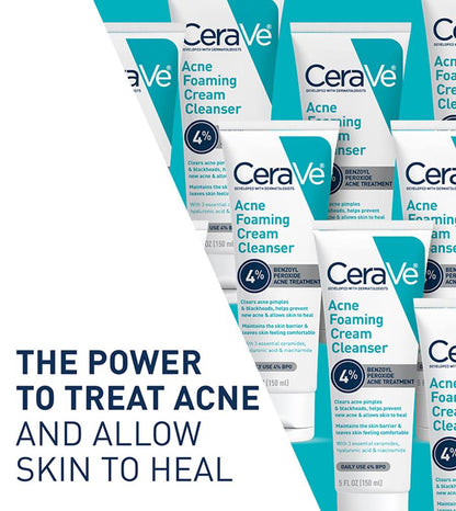 Acne Foaming Cream Cleanser 4% Benzoyl Peroxide Acne Treatment