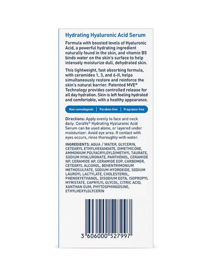 CeraVE Hydrating Hylaronic Acid Serum.30ml