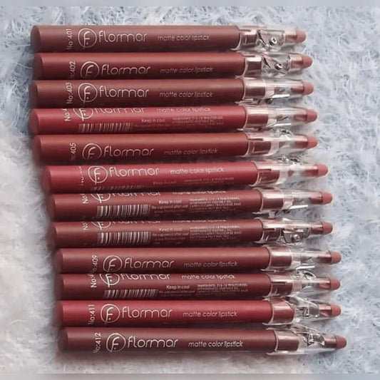Flormar Lip Pencils Pack of 12 - Matte Color, Long-Lasting Precision