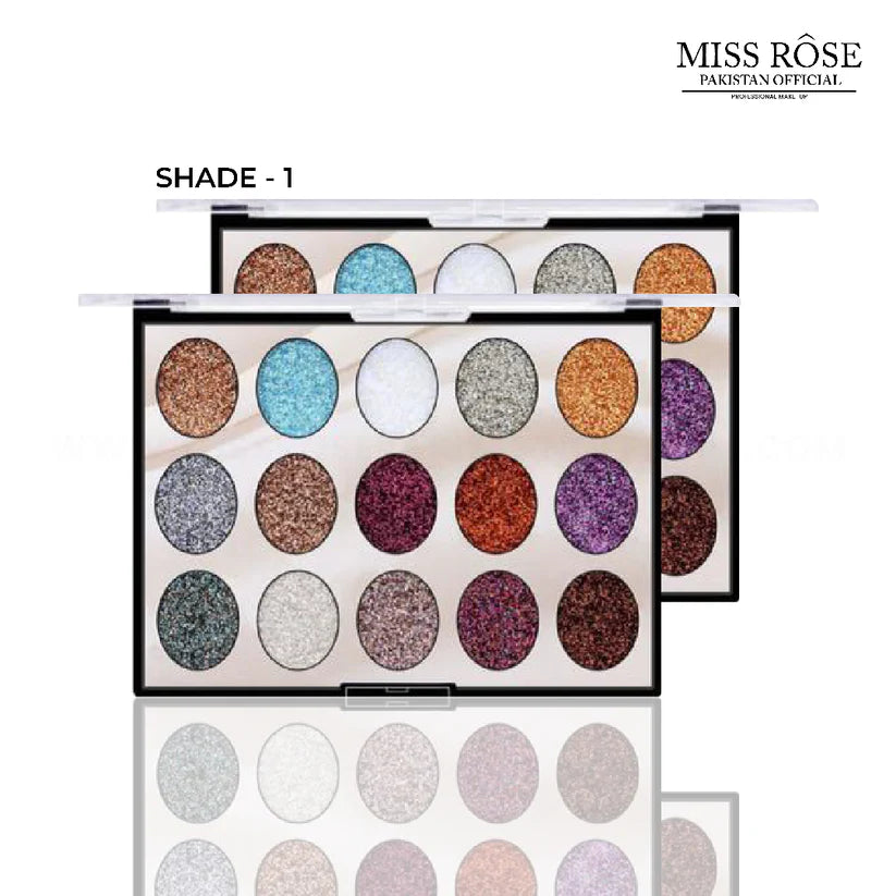 Miss Rose 15 Color Full Glitter Eyeshadow Palette