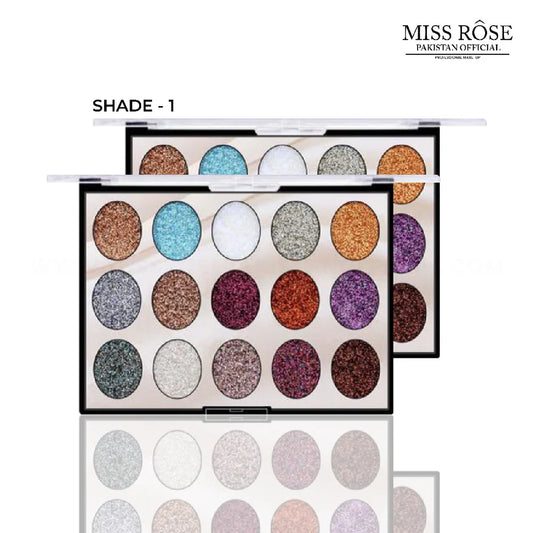 Miss Rose 15 Color Full Glitter Eyeshadow Palette