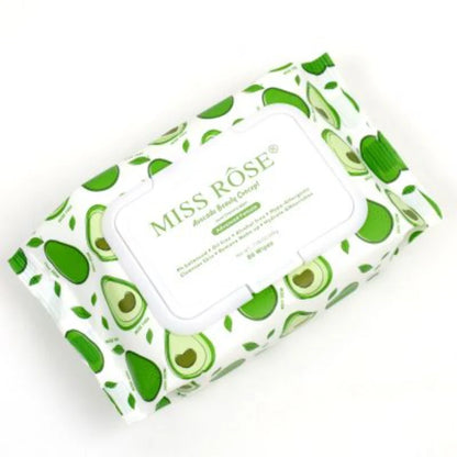 Miss Rose Avocado beauty concept facial cleaning wipes.