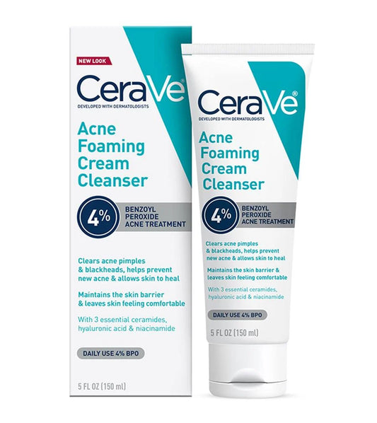 Acne Foaming Cream Cleanser 4% Benzoyl Peroxide Acne Treatment